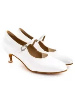 BD Dance 137 Białe Satynowe – Damskie Buty do Tańca Standardowego