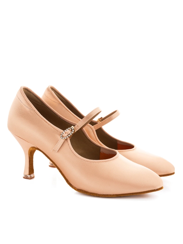 BD Dance 137 – Damskie Buty do Standardu | Jasnocielista Satyna | okrągły przód