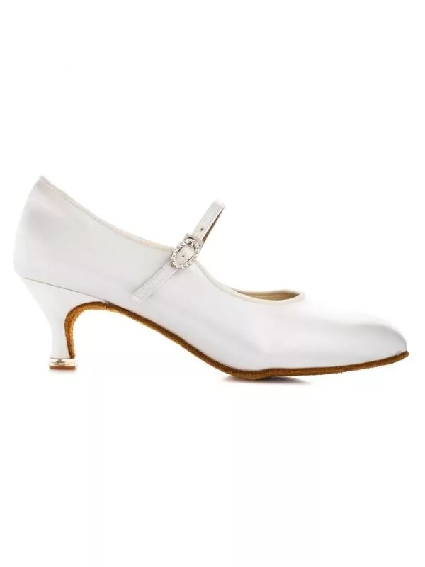 BD Dance 137 Białe Satynowe – Damskie Buty do Tańca Standardowego