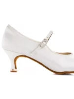 BD Dance 137 Białe Satynowe – Damskie Buty do Tańca Standardowego