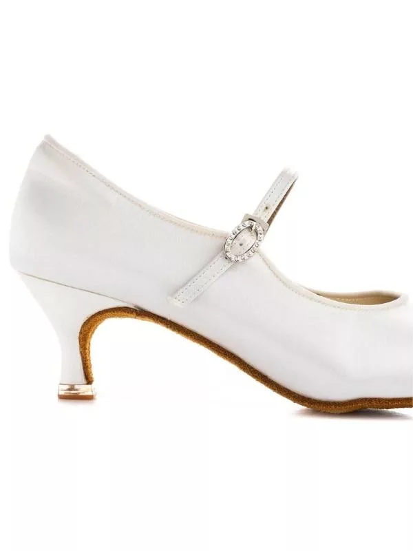 BD Dance 137 Białe Satynowe – Damskie Buty do Tańca Standardowego