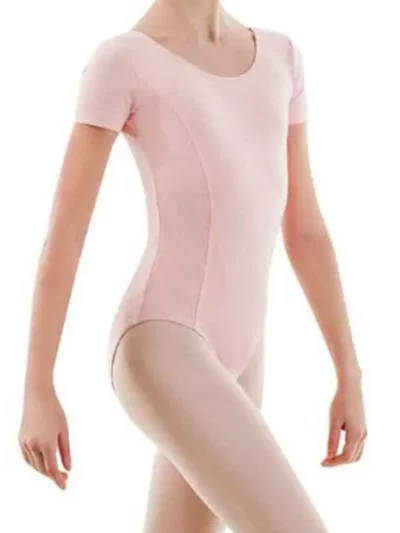 Różowe body gimnastyczne i baletowe dla dziewczynek Sansha model Sharita przód.