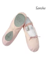 Sansha Star-Split dziecięce– Baletki materiałowe z dwudzielną podeszwą i gumkami