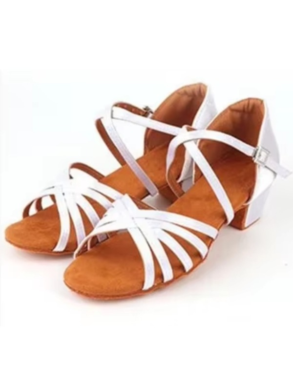 Buty taneczne dziewczęce Baile X białe – obcas klocek