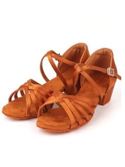 Buty taneczne dziewczęce Baile X ciemnocieliste – obcas klocek
