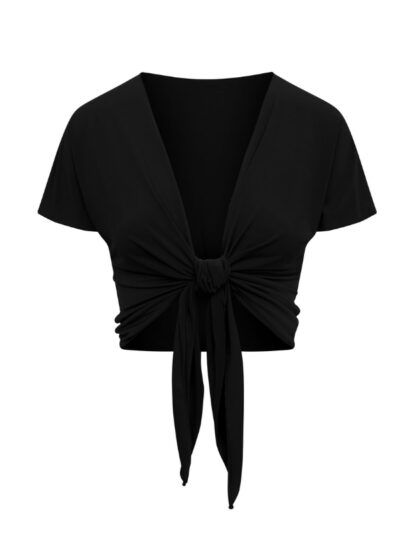 Damski wiązany top do tańca Rumpf Liberta RU3850 – Czarny top treningowy
