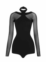 Body Damskie ZYM X-Back Bodysuit #25072 – Czarne Taneczne z Paskami na Plecach