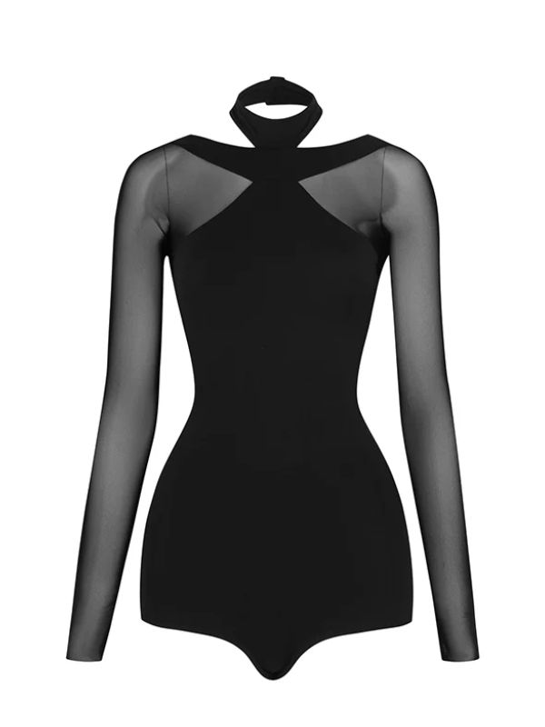 Body Damskie ZYM X-Back Bodysuit #25072 – Czarne Taneczne z Paskami na Plecach