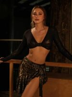 Chusta do Latino ZYM Ember Wrap Skirt #25079 – Złota Spódnica Kopertowa