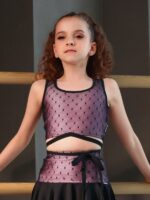 Top Dziewczęcy Grand Prix Tara CCT371X – Czarny Crop Top w Serca