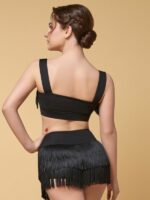 Top do Latino Grand Prix Izumi Damski – Czarny z Dynamicznymi Frędzlami