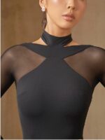Body Damskie ZYM X-Back Bodysuit #25072 – Czarne Taneczne z Paskami na Plecach