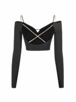 Top do Latino ZYM Line Crop Top 25105 – Czarna Sportowa Bluzka Treningowa