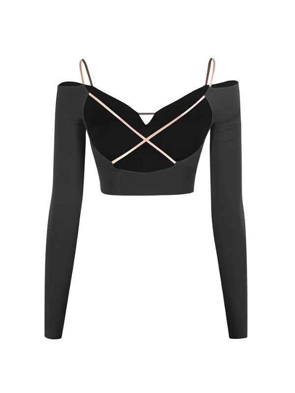 Top do Latino ZYM Line Crop Top 25105 – Czarna Sportowa Bluzka Treningowa