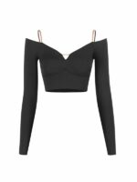 Top do Latino ZYM Line Crop Top 25105 – Czarna Sportowa Bluzka Treningowa