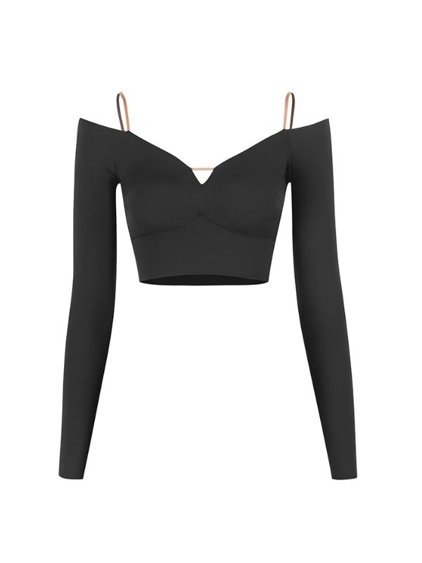 Top do Latino ZYM Line Crop Top 25105 – Czarna Sportowa Bluzka Treningowa