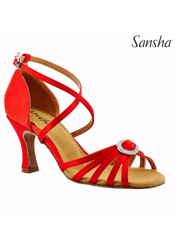 Buty do Latino Sansha Barbara BR31038S Damskie – Satynowe Sandały Taneczne
