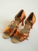 Buty do Latino Akces Dance X-4 – Ciemnocieliste Satynowe Sandały Turniejowe