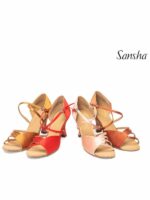 Buty do Latino Sansha Nina BR31009S Damskie – Cieliste Satynowe Sandały Taneczne
