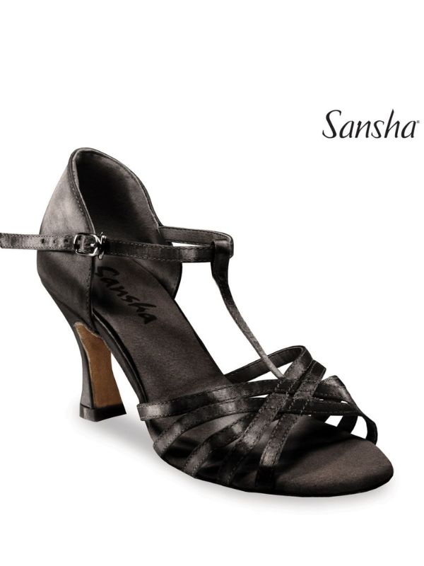 Buty do Latino Sansha Juanita BR31028S Damskie – Cieliste Satynowe Sandały T-Bar