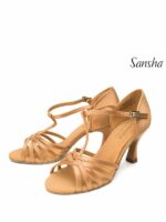 Buty do Latino Sansha Juanita BR31028S Damskie – Cieliste Satynowe Sandały T-Bar