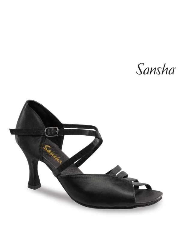 Buty do Latino Sansha Nina BR31009S Damskie – Cieliste Satynowe Sandały Taneczne