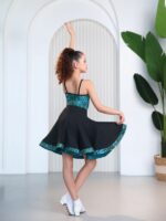 Spódnica do Latino Grand Prix Lima Dziewczęca – Niebieska krynolina w panterkę