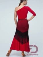 Ażurowa Chusta do Latino FD Company PK-991/1 – Czarny Szal z Frędzlami Flamenco