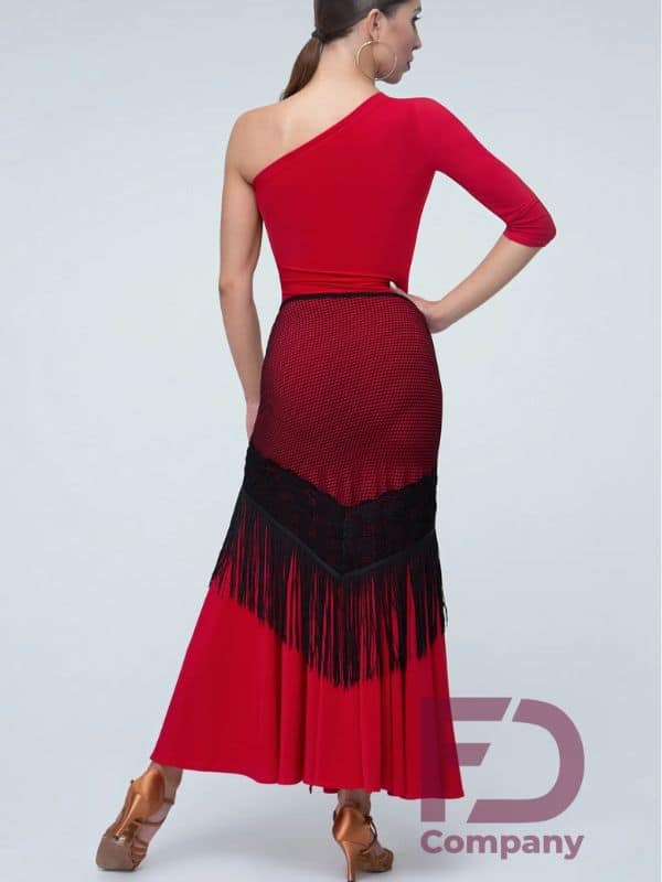 Ażurowa Chusta do Latino FD Company PK-991/1 – Czarny Szal z Frędzlami Flamenco
