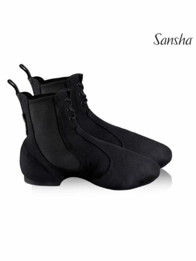 Buty do Jazzu Sansha So-Li JB91C – Czarne Płócienne Jazzówki za Kostkę
