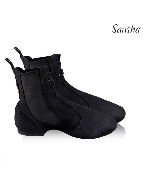 Buty do Jazzu Sansha So-Li JB91C – Czarne Płócienne Jazzówki za Kostkę